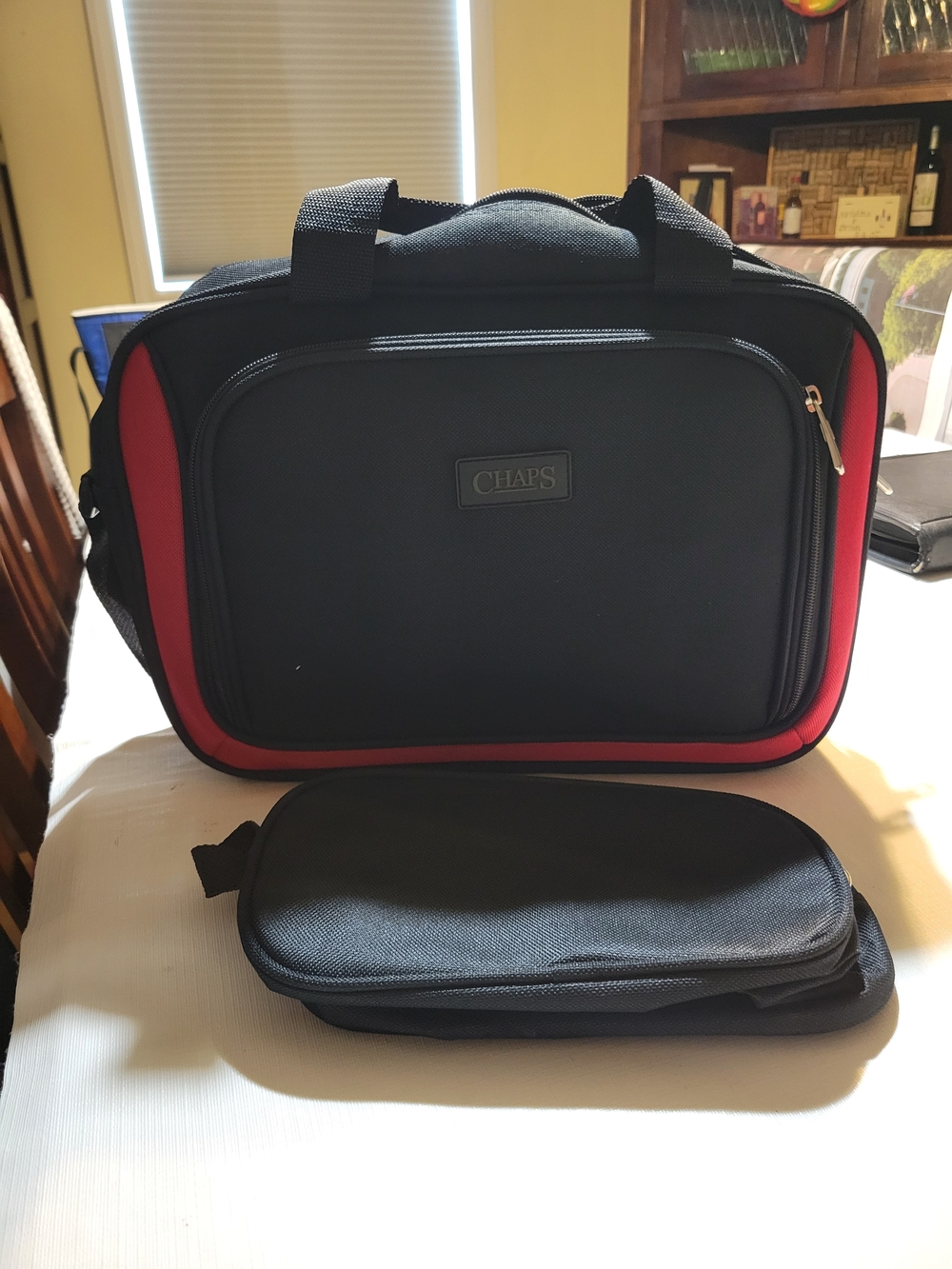 Chaps Black and Red Toiletry Travel Bag with Removable Pouch